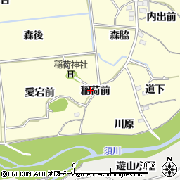 福島県福島市二子塚稲荷前周辺の地図