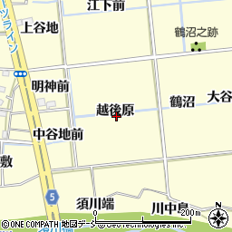 福島県福島市二子塚越後原周辺の地図