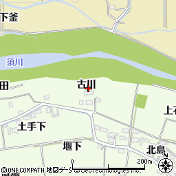 福島県福島市仁井田古川周辺の地図