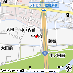 福島県福島市下野寺中ノ内周辺の地図