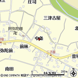 福島県福島市二子塚中条周辺の地図