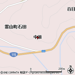 福島県伊達市霊山町石田中瀬周辺の地図