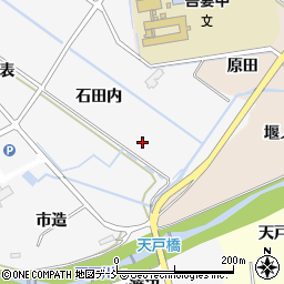 福島県福島市在庭坂石田内周辺の地図