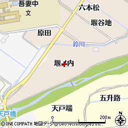 福島県福島市町庭坂堰ノ内周辺の地図