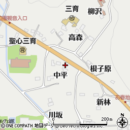 福島県福島市山口中平周辺の地図