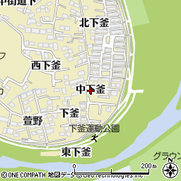 福島県福島市本内中下釜周辺の地図