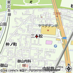 福島県福島市御山（三本松）周辺の地図