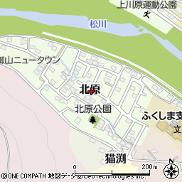 福島県福島市北原周辺の地図