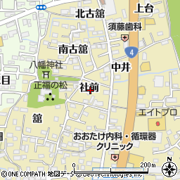 福島県福島市本内社前周辺の地図