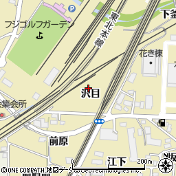 福島県福島市北矢野目沢目周辺の地図