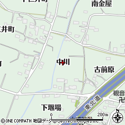 福島県福島市笹谷（中川）周辺の地図