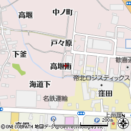 福島県福島市飯坂町平野（高堰南）周辺の地図