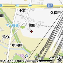 福島県福島市鎌田（鶴田）周辺の地図