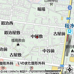 福島県福島市笹谷中屋敷周辺の地図