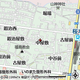 福島県福島市笹谷中屋敷11周辺の地図