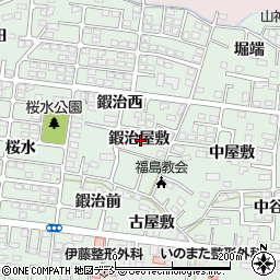 福島県福島市笹谷鍜治屋敷周辺の地図