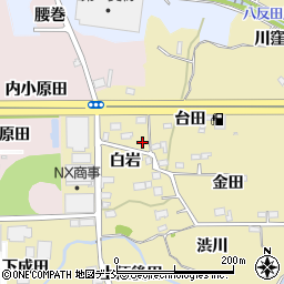 福島県福島市北矢野目白岩周辺の地図