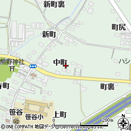 福島県福島市笹谷中町周辺の地図