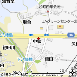 福島県福島市鎌田中家周辺の地図