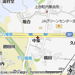 福島県福島市鎌田（中家）周辺の地図