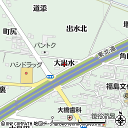 福島県福島市笹谷大出水周辺の地図