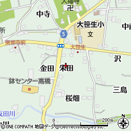 福島県福島市大笹生朱田周辺の地図