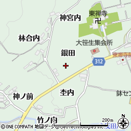 福島県福島市大笹生銀田周辺の地図
