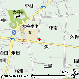 福島県福島市大笹生沢周辺の地図