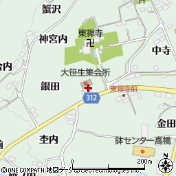 福島県福島市大笹生西田周辺の地図