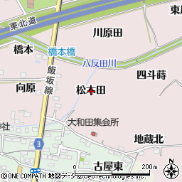 福島県福島市飯坂町平野（松木田）周辺の地図