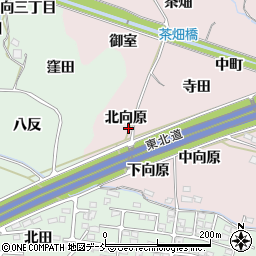 福島県福島市飯坂町平野北向原周辺の地図