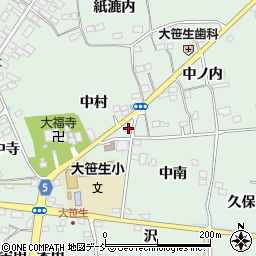 福島県福島市大笹生中村周辺の地図