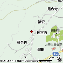福島県福島市大笹生蟹沢周辺の地図