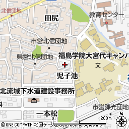 福島県福島市鎌田児子池周辺の地図