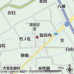 福島県福島市大笹生簑首内周辺の地図