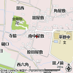 福島県福島市飯坂町平野南中屋敷周辺の地図