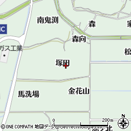 福島県福島市大笹生塚田周辺の地図