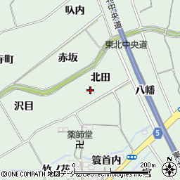 福島県福島市大笹生北田周辺の地図