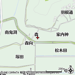 福島県福島市大笹生森周辺の地図