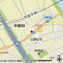 新津中新田郵便局周辺の地図