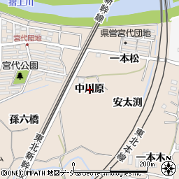 福島県福島市宮代中川原周辺の地図