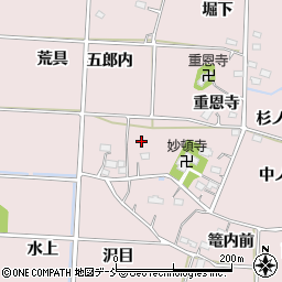 福島県福島市飯坂町平野篭内屋敷周辺の地図