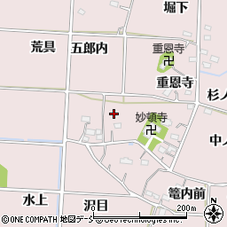 福島県福島市飯坂町平野（篭内屋敷）周辺の地図