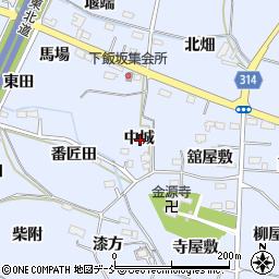 福島県福島市下飯坂中城周辺の地図