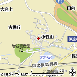 福島県伊達市保原町上保原（小性山）周辺の地図
