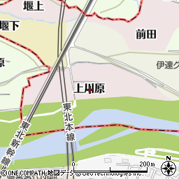 福島県伊達市上川原周辺の地図