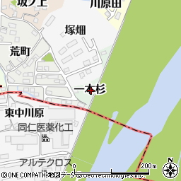 福島県伊達市一本杉周辺の地図