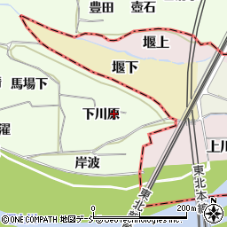 福島県福島市飯坂町東湯野下川原周辺の地図