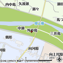 福島県福島市飯坂町東湯野外中島周辺の地図