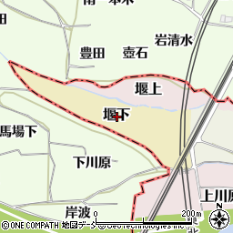 福島県伊達市堰下周辺の地図